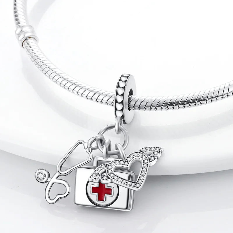 Original 925 Sterling Silver Medicine Cabinet Stethoscope Charms