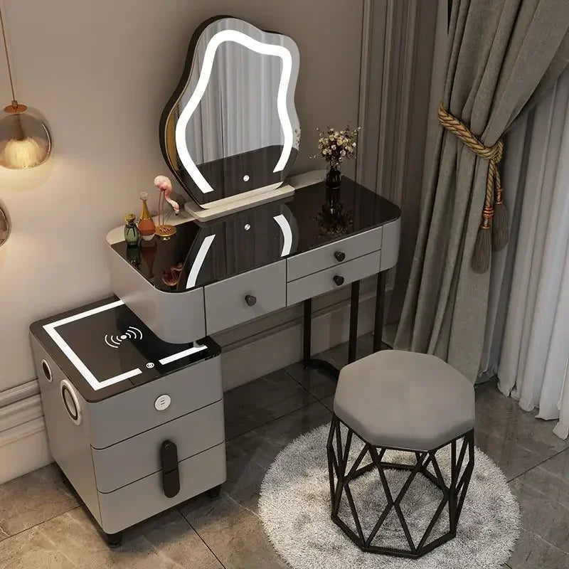 Nordic Glass Luxury Dressing Table Smart Wireless Charging