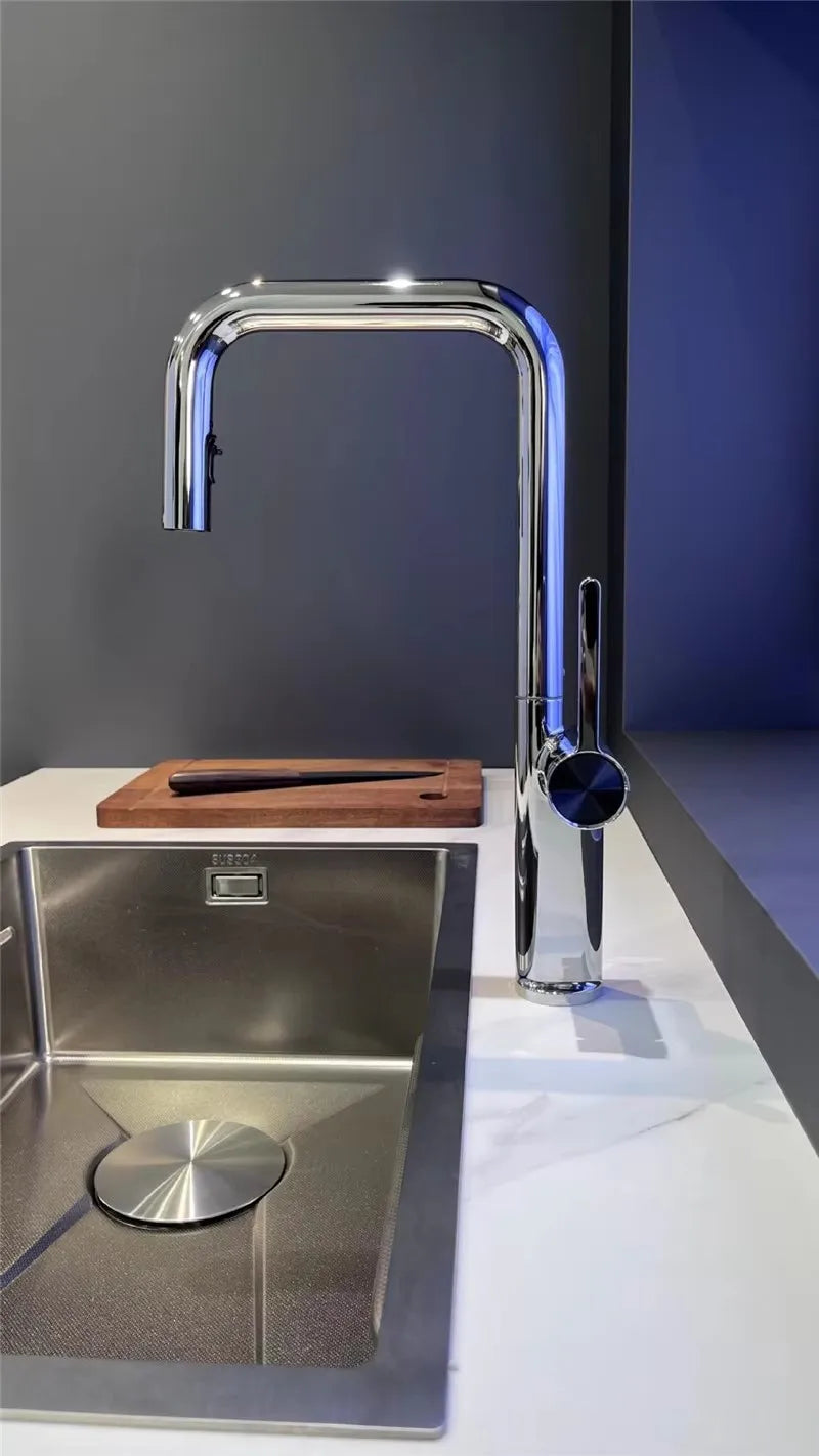 Brushed Gold Pull Out Faucets Brass Rose Gold