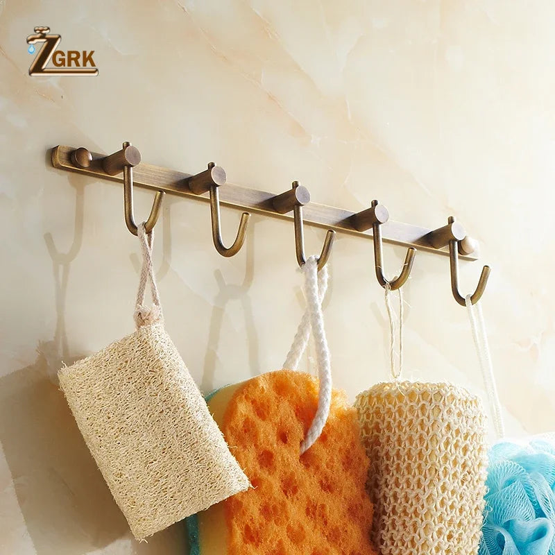 Zgrk Antique Bathroom Carved Brass Hardware Wall Mounted