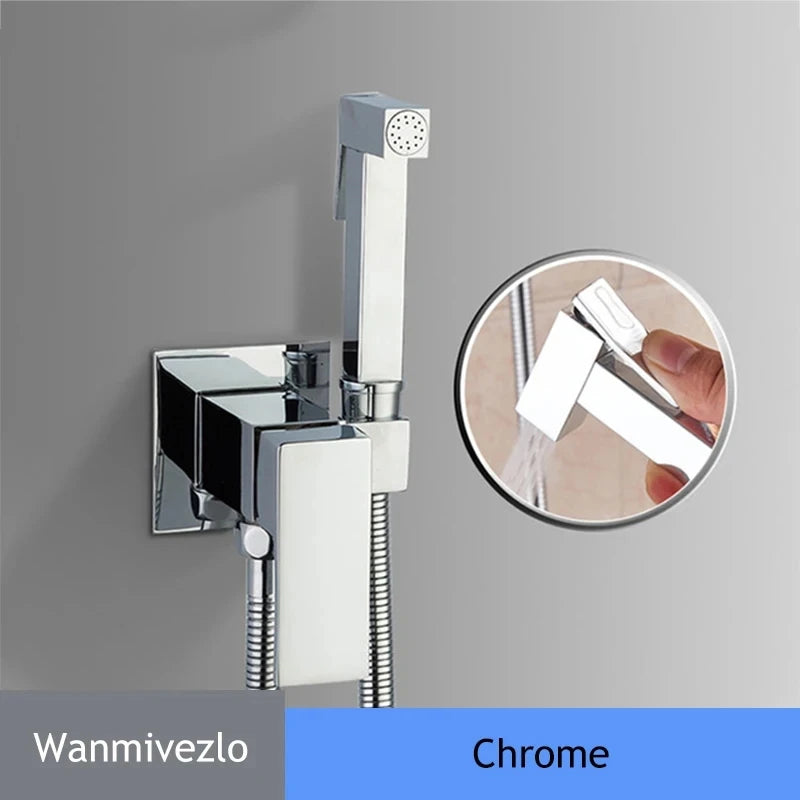Black/Chrome Toilet Shower Mixer Faucet Cold Water Mixer