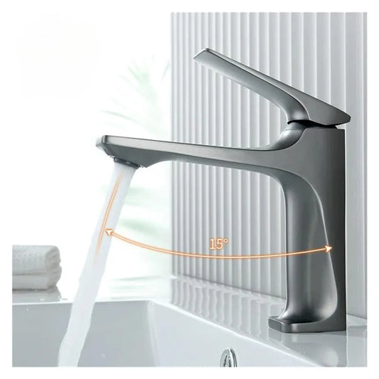 Brass Core Modern Bathroom Sink Faucet Handle Deck