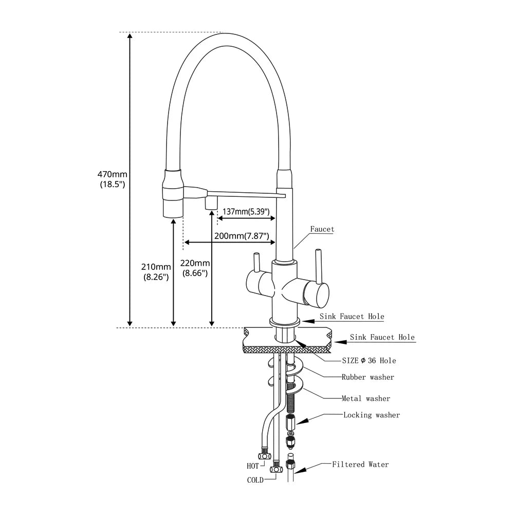 Brushed Nickel Faucet Pull Out Double Handle Tap