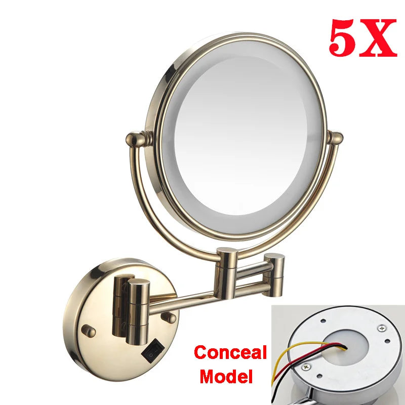 Brushed Gold Led Bathroom Mirrors Quality Brass Folding