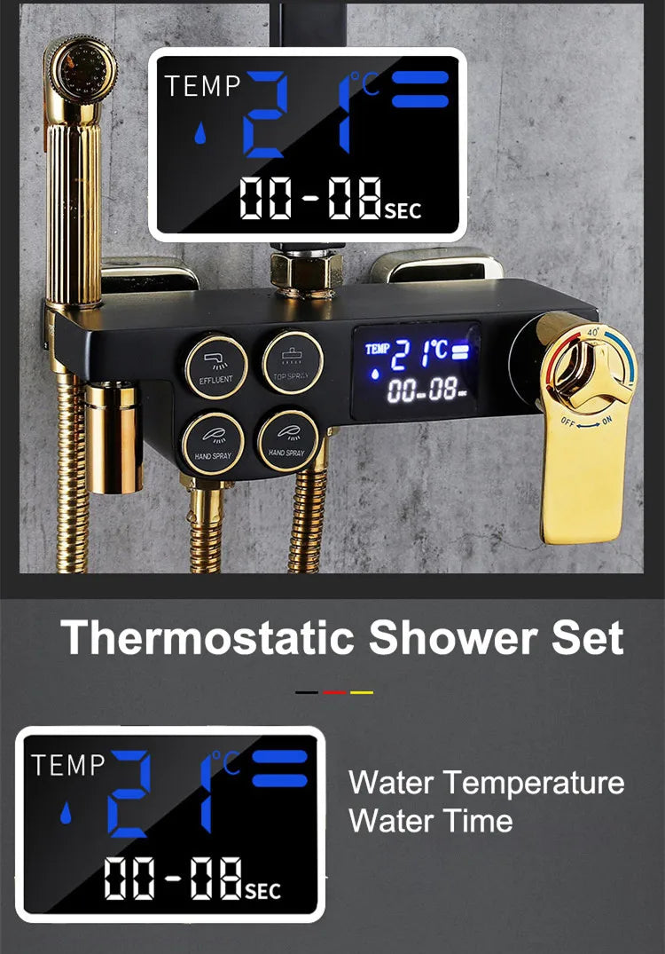 Thermostatic Bathroom Shower System Solid Brass Bathroom Faucets