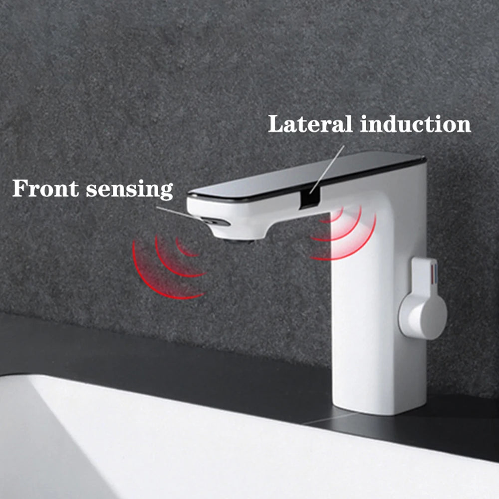 White Bathroom Basin Faucet Cold Water Mixer Deck