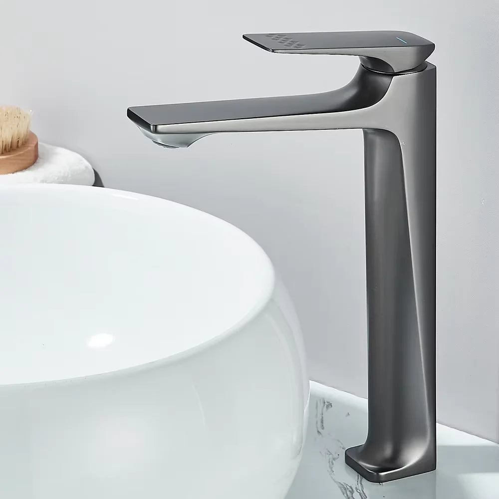 Brass Core Modern Bathroom Sink Faucet Handle Deck