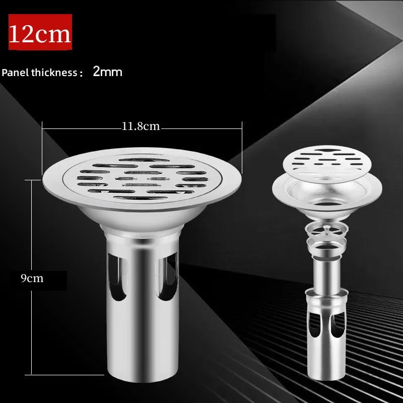 Stainless Steel Floor Drains Shower Anti-Odor Drainer Bathtub