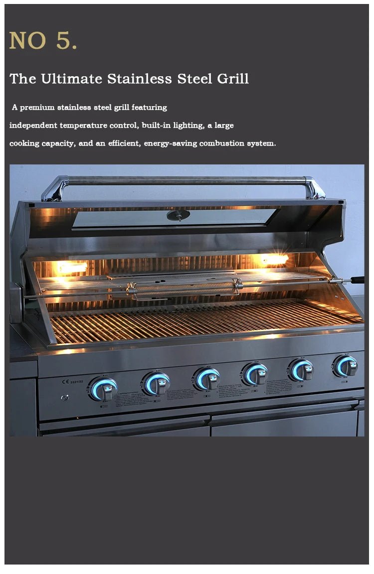 Sturdy 304 Stainless Steel Outdoor Cabinet Grill Cooktop