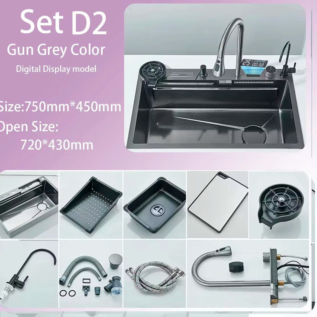 304 Stainless Steel Waterfall Sink Large Slot Integrated