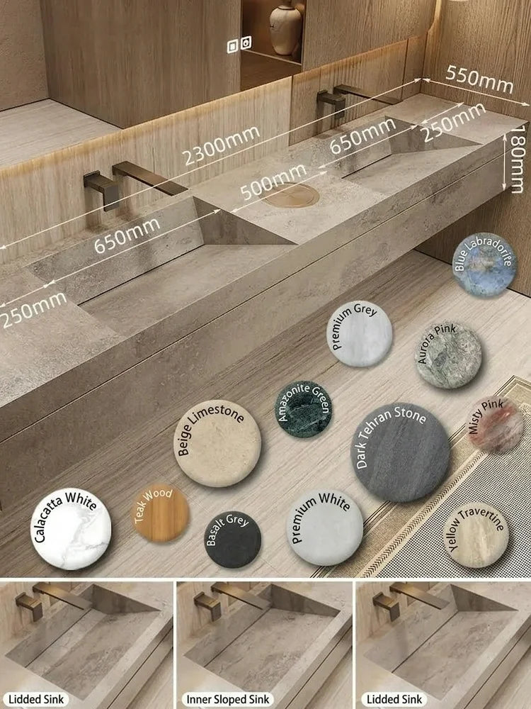 Any Size Custom Marble Seamless Stone Vanity Customizable