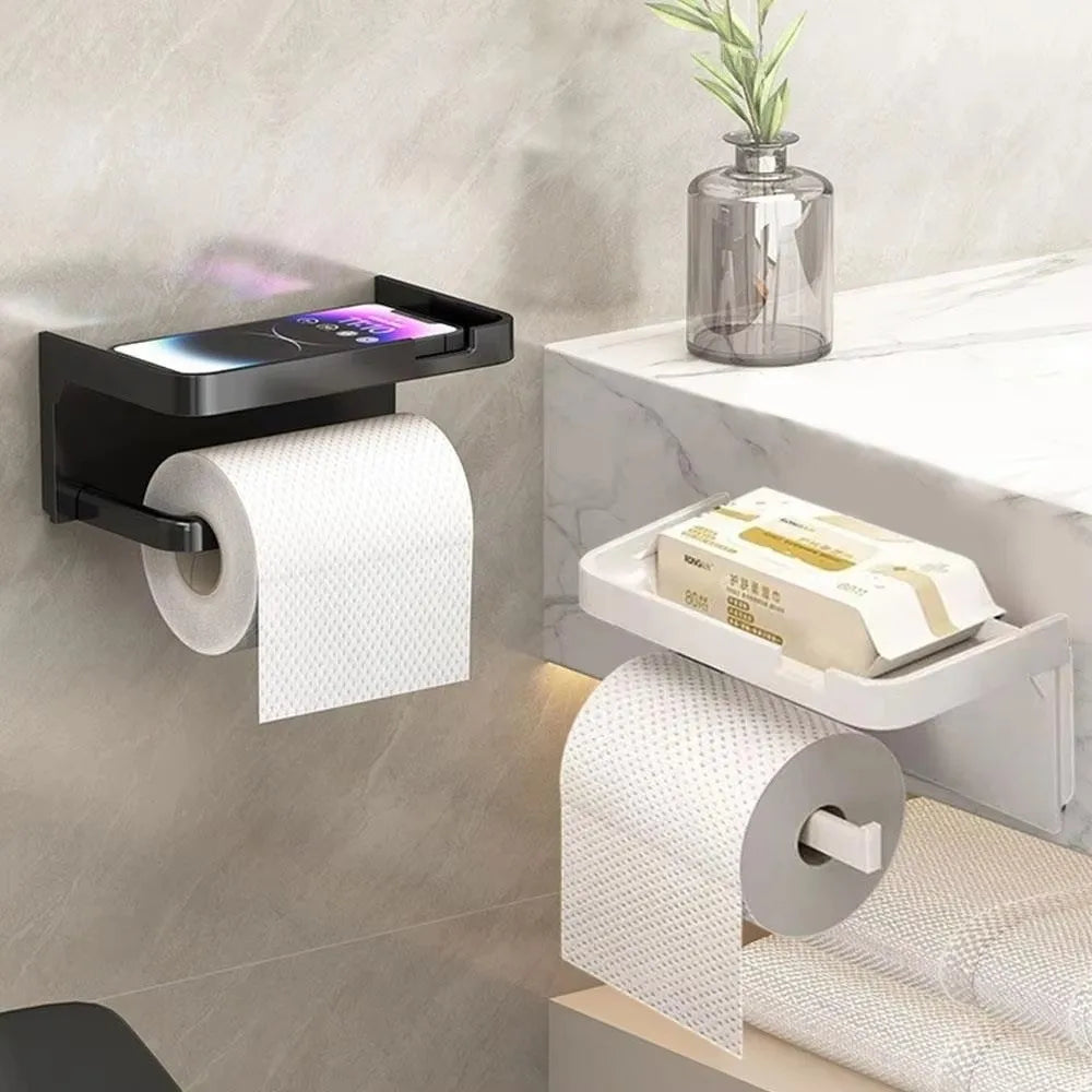 Plastic Toilet Paper Holder Wall Mounted No Drilling