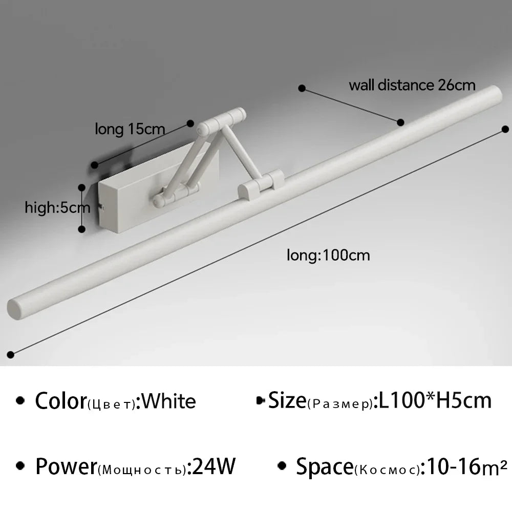 Modern Led Wall Lamp Bathroom Mirror Lamp Retractable