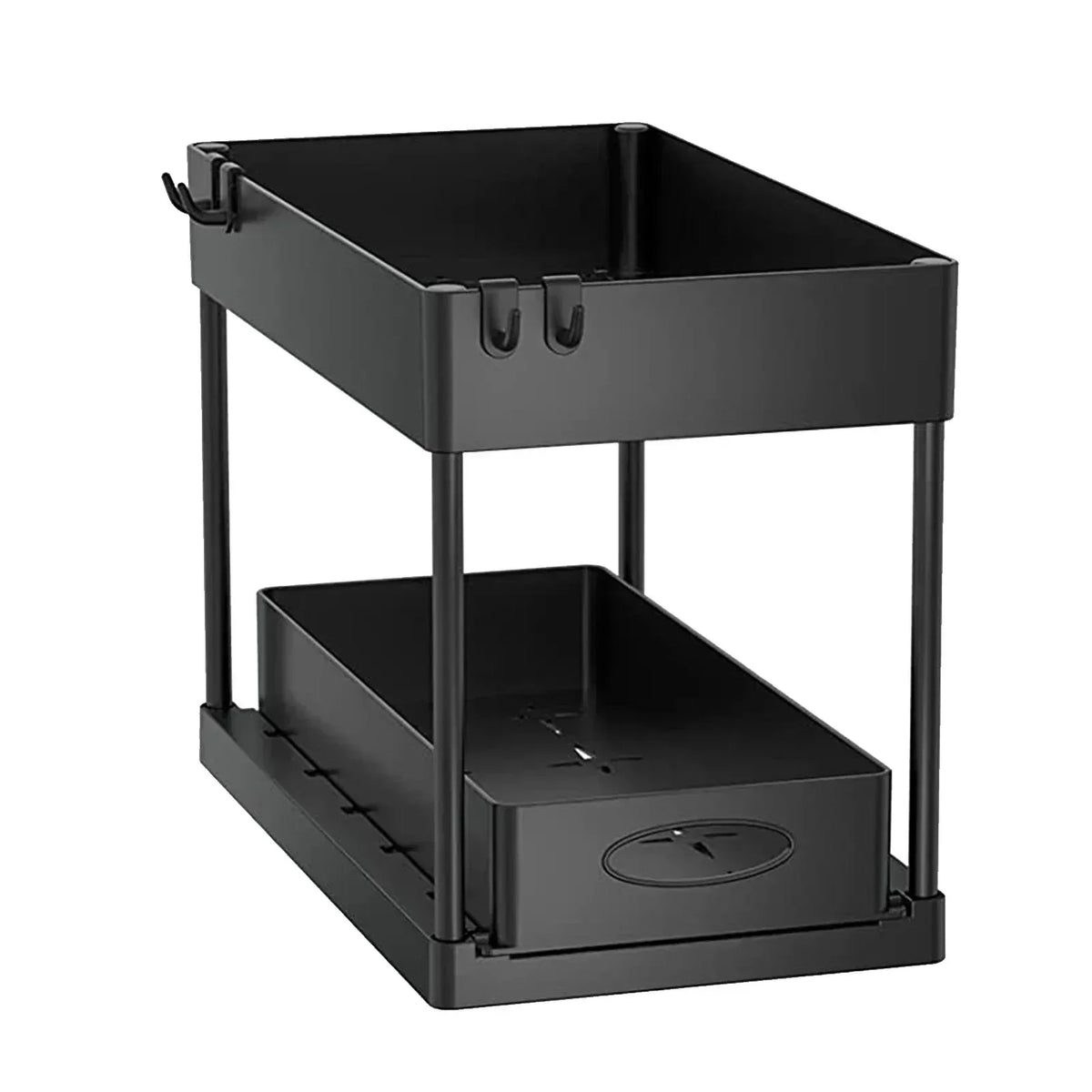 Tier Under Sink Organizer Sliding Storage Rack Hooks