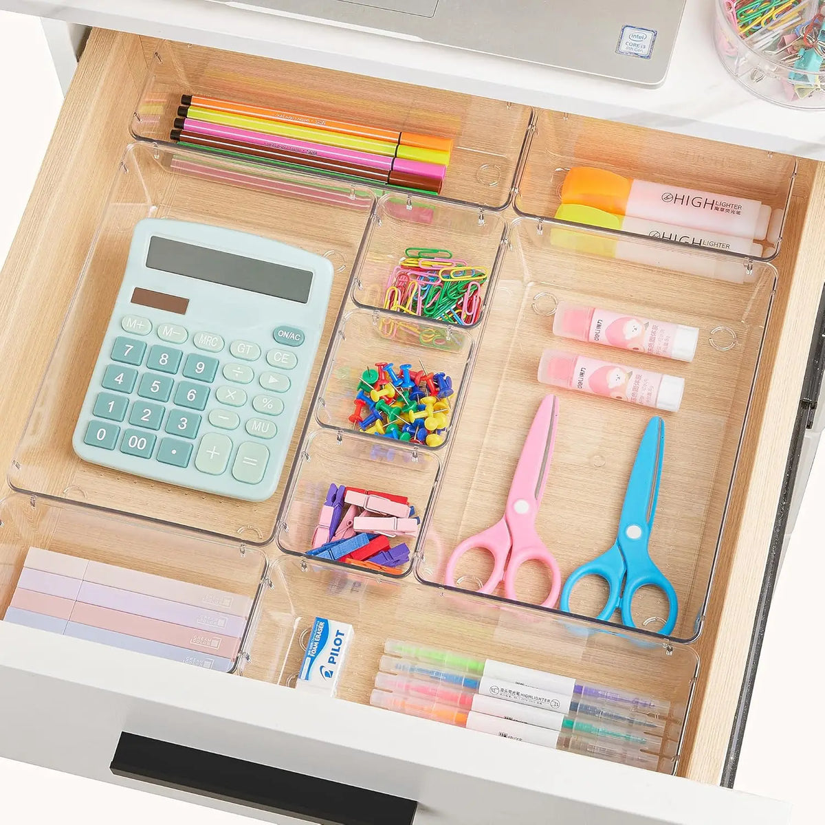 7pcs Clear Plastic Drawer Organizers Versatile Bathroom Vanity