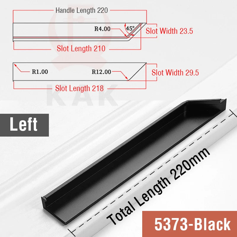 Kak Recessed Cabinet Handles Black Hidden Sliding Door