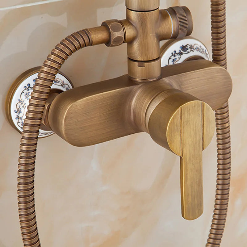 Brass Bathroom Faucet Shower Type Head Antique Brass