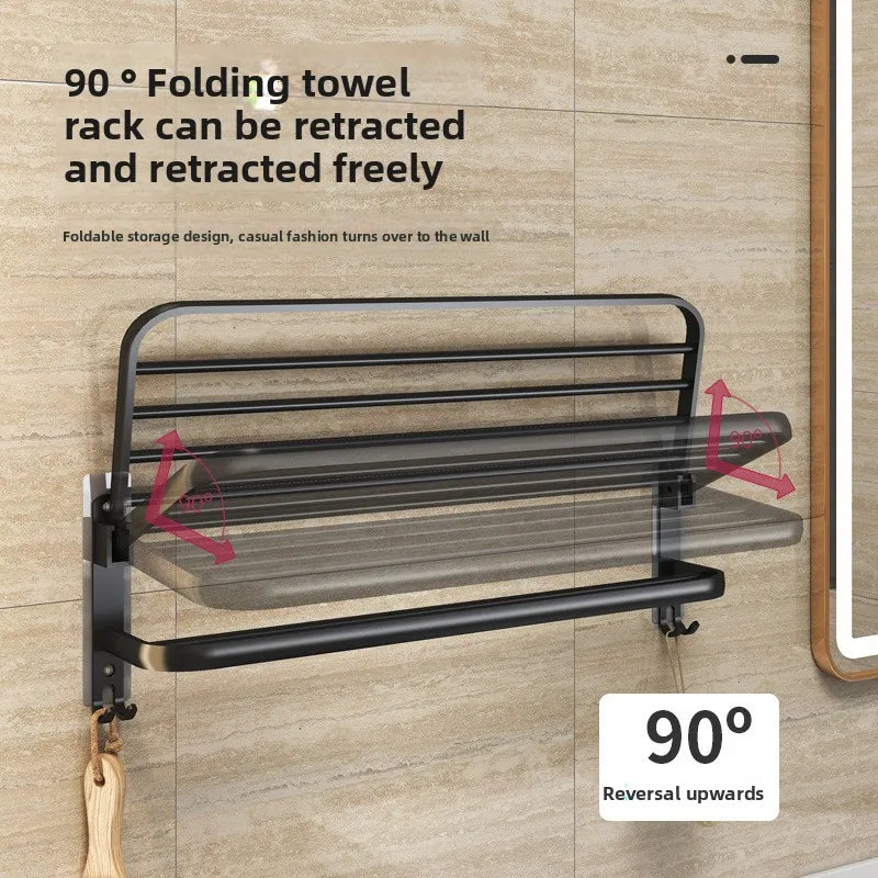 Foldable Towel Rack - No Drill Bathroom Space
