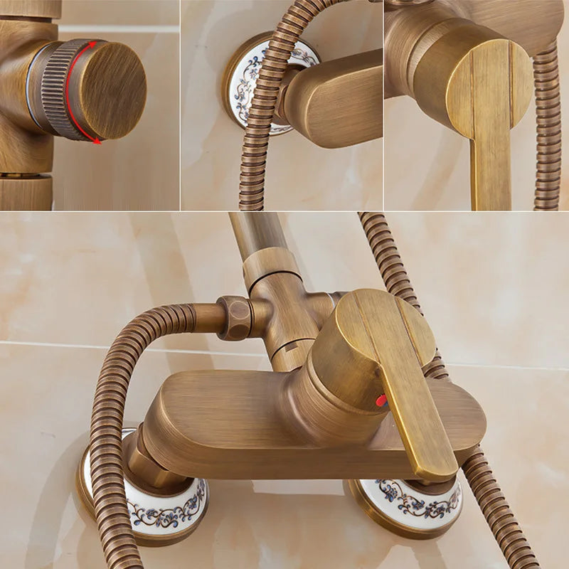 Brass Bathroom Faucet Shower Type Head Antique Brass