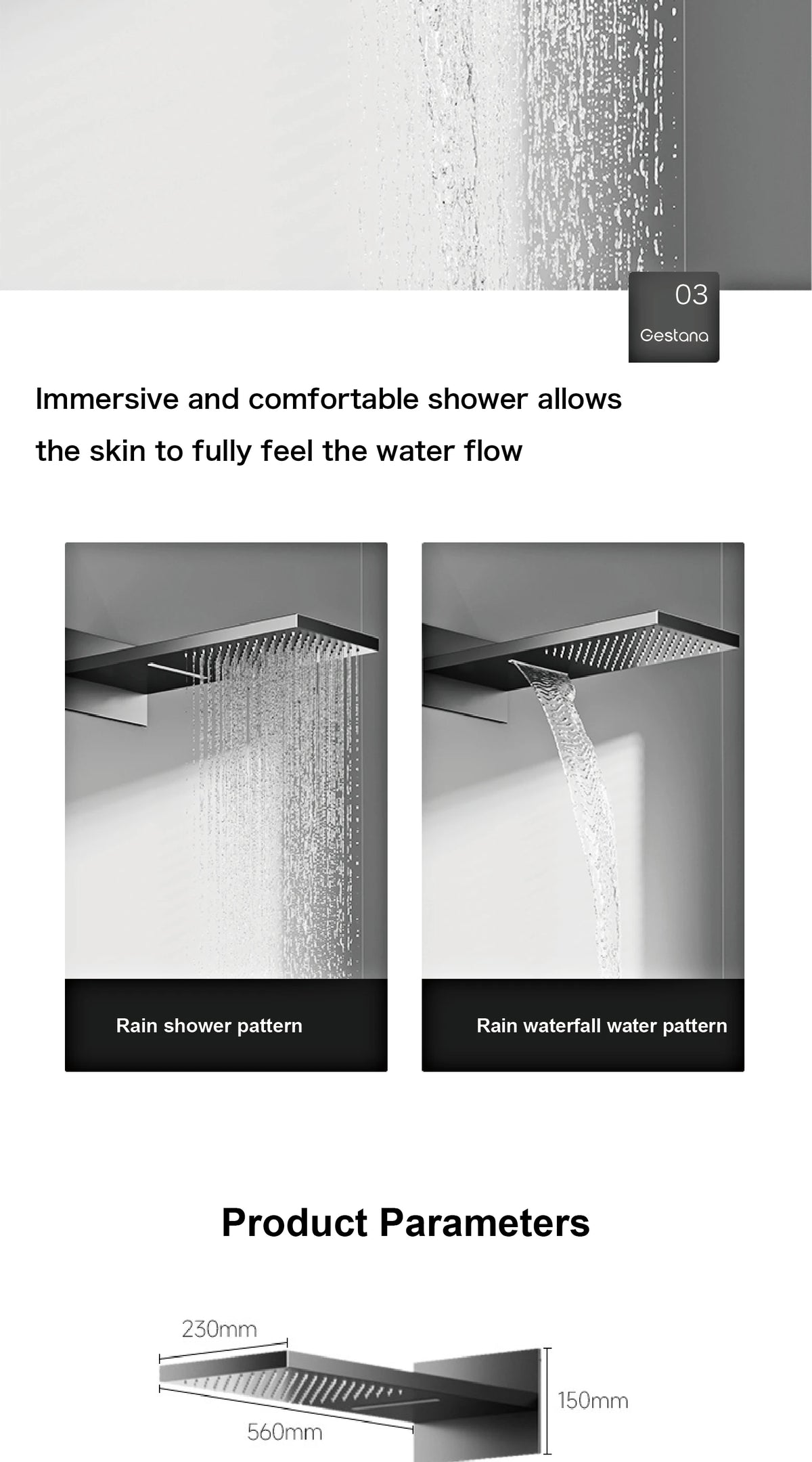 Gunmetal Luxury Brass Built-In Thermostatic Shower System Led