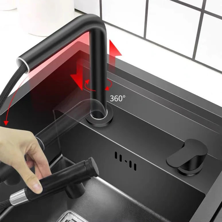 Nano Hidden Bar Sink Black Folding Faucet Mini