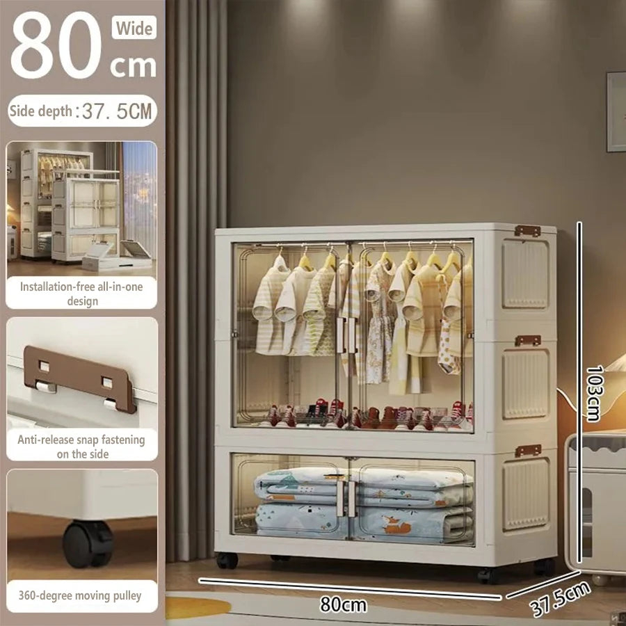 Multi-Functional Folding Storage Cabinet Doors White/Black/Gray