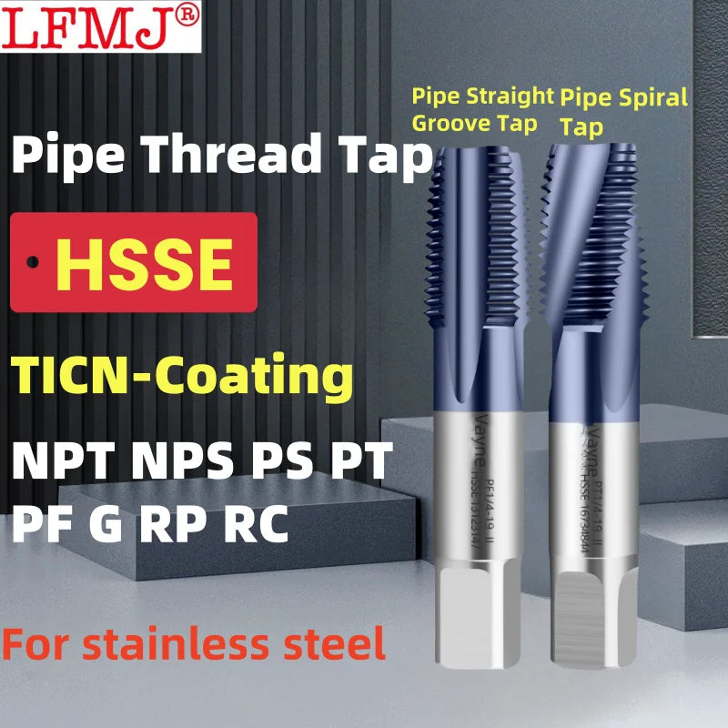 1pcs Hsse Ticn-Coating Pipe Straight Groove Tap/Spiral Tap