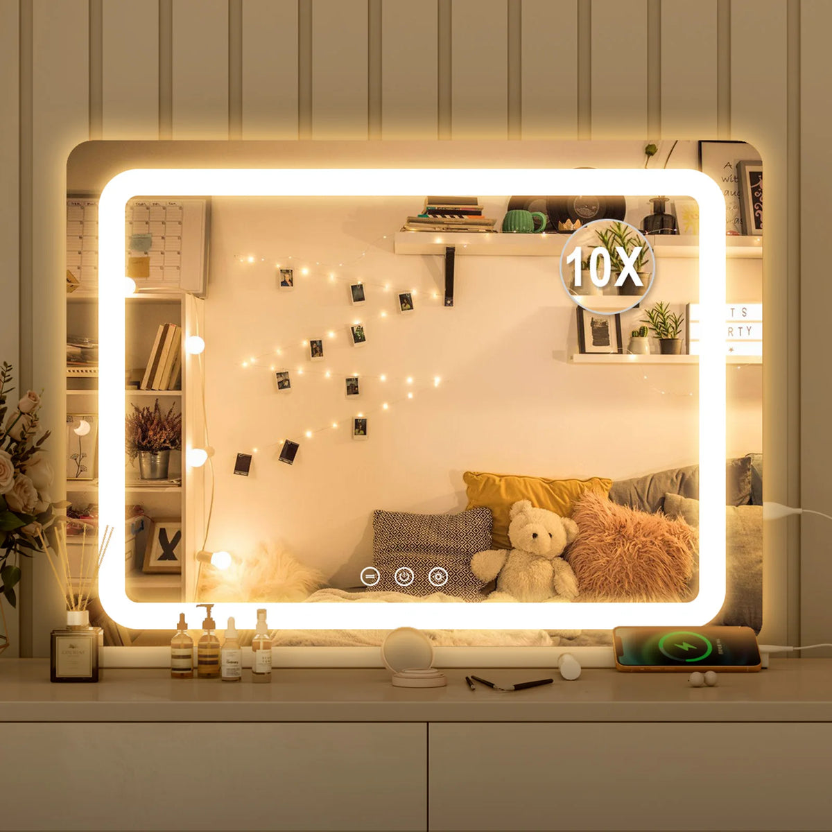 Led Bathroom Mirror 80x55cm Wall Mounted Touch Control