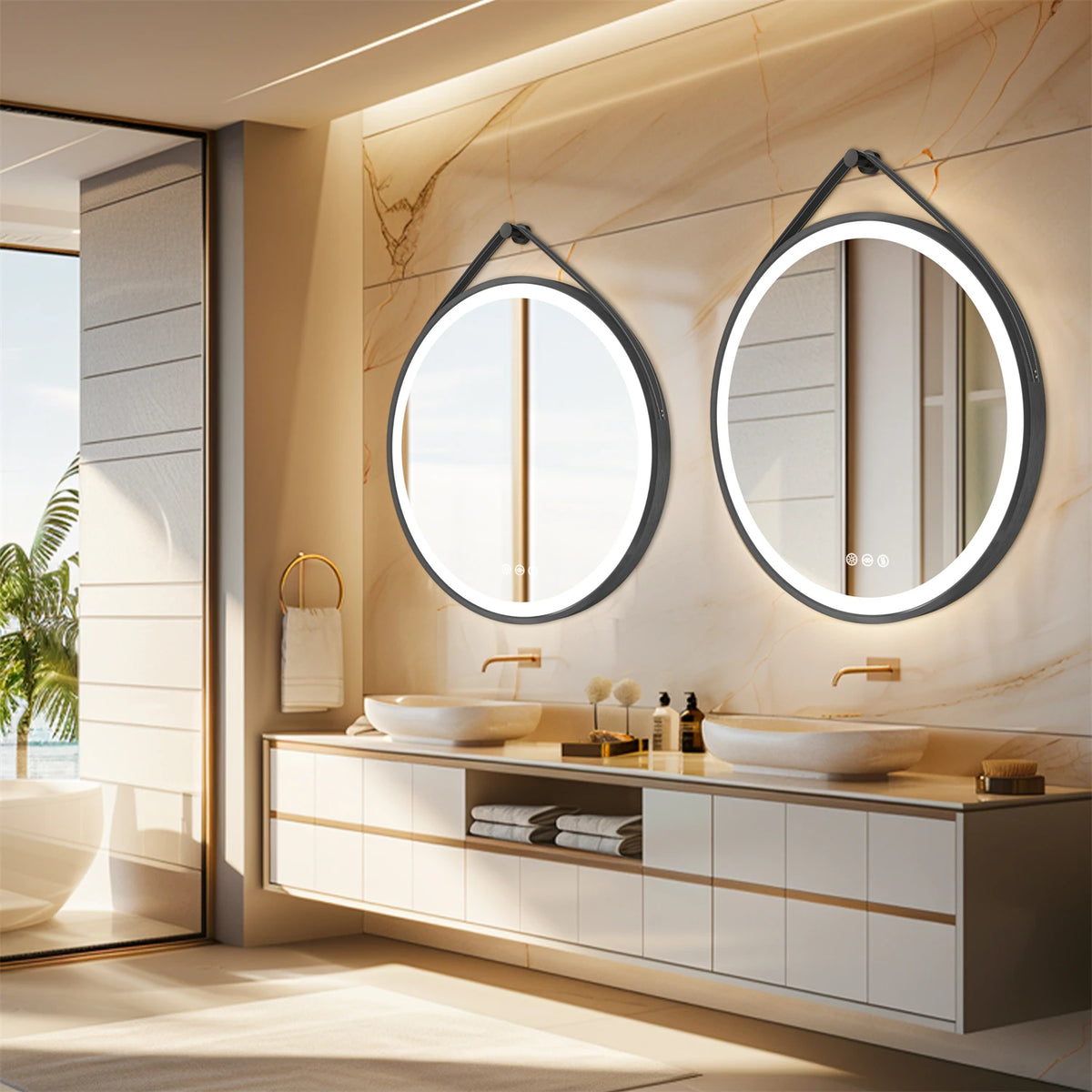 60/70/80cm Round Led Bathroom Mirror Wall Hanging Frontlit