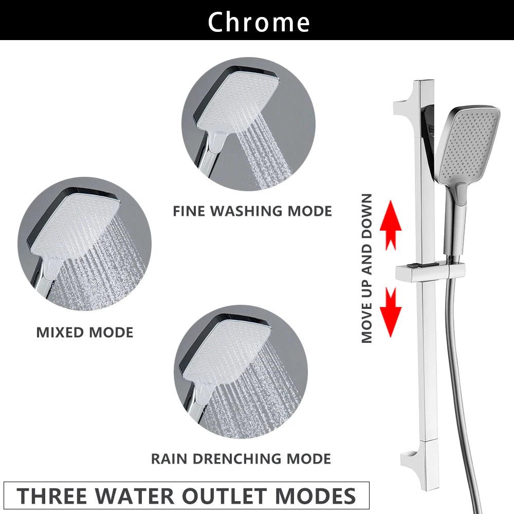 Wall Mounted Adjustable Slide Shower Bar Bathroom Shower