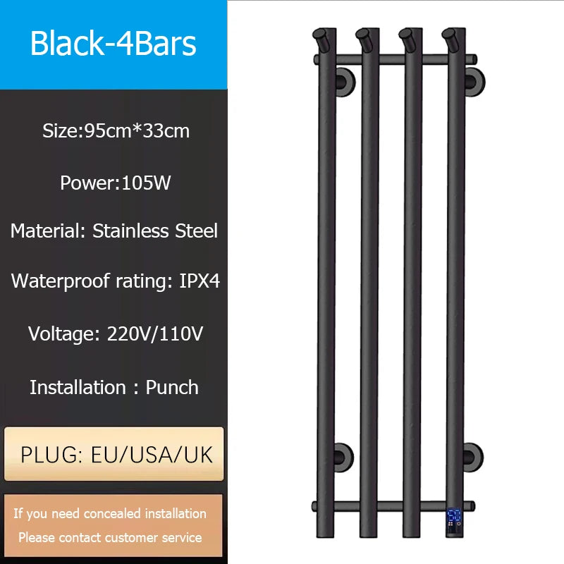 Oxg Electric Heated Towel Rack 3/4bars Towel Radiator