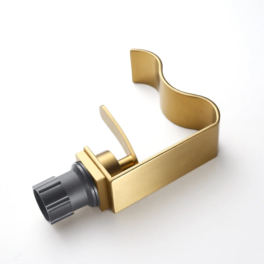 Luxury Brushed Gold Bathroom Sink Faucet Deck Mounted
