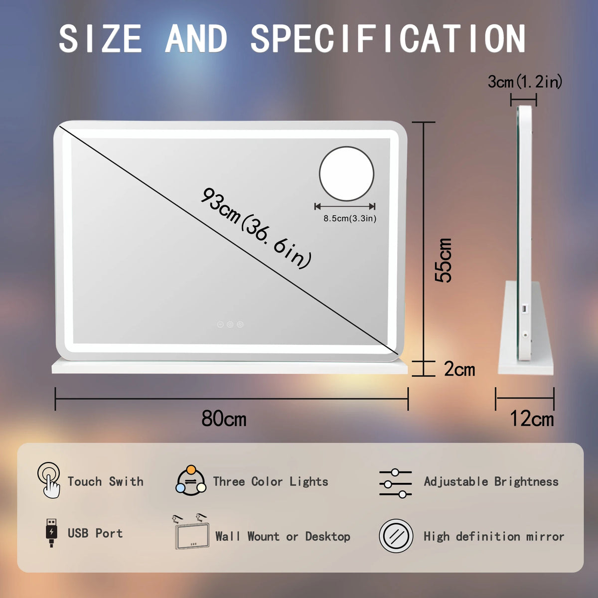 80cm Dressing Table Led Hollywood Vanity Mirror Large