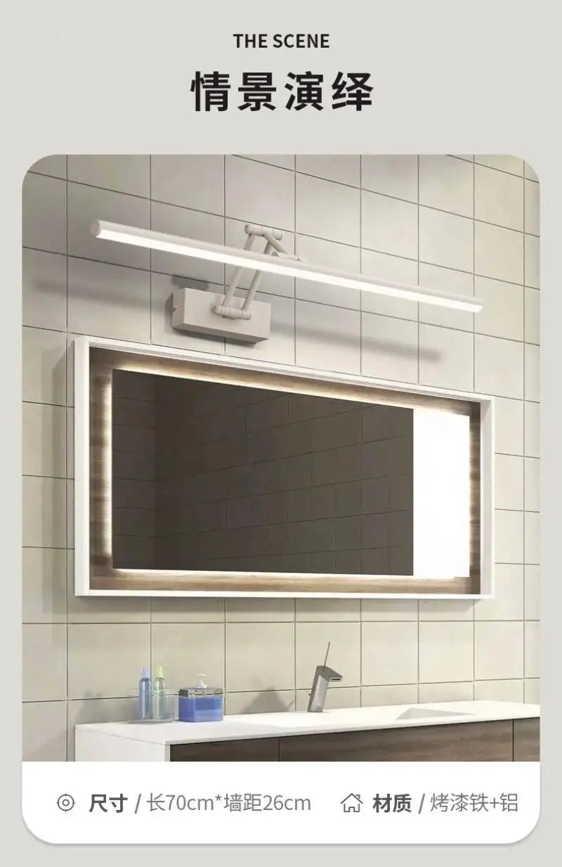 Modern Bathroom Mirror Wall Lamp Foldable Black/White Bedroom