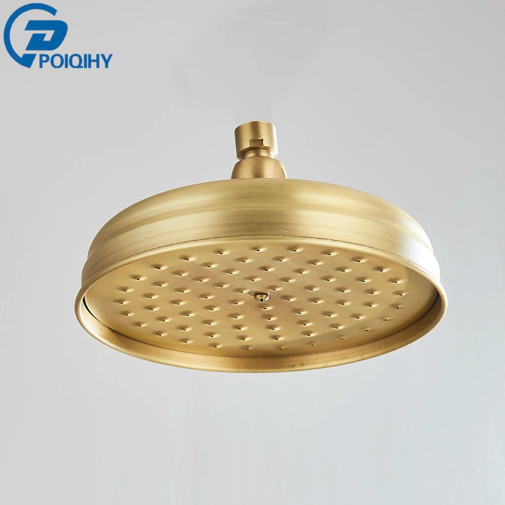 Poiqihy Brass Golden Rainfall Shower Head Shower Faucet