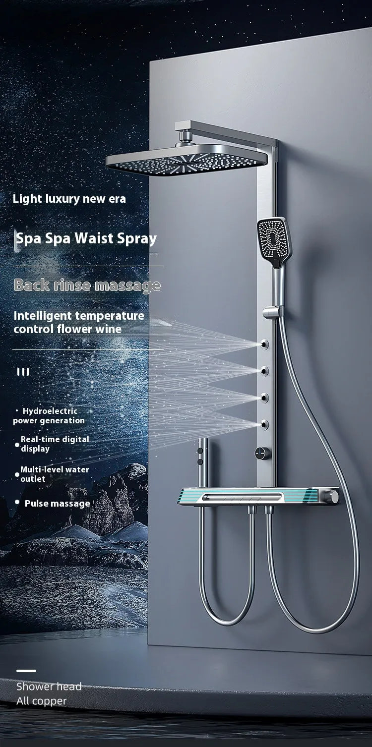 White Spa Waist Spray Digital Bathroom Shower Ambient