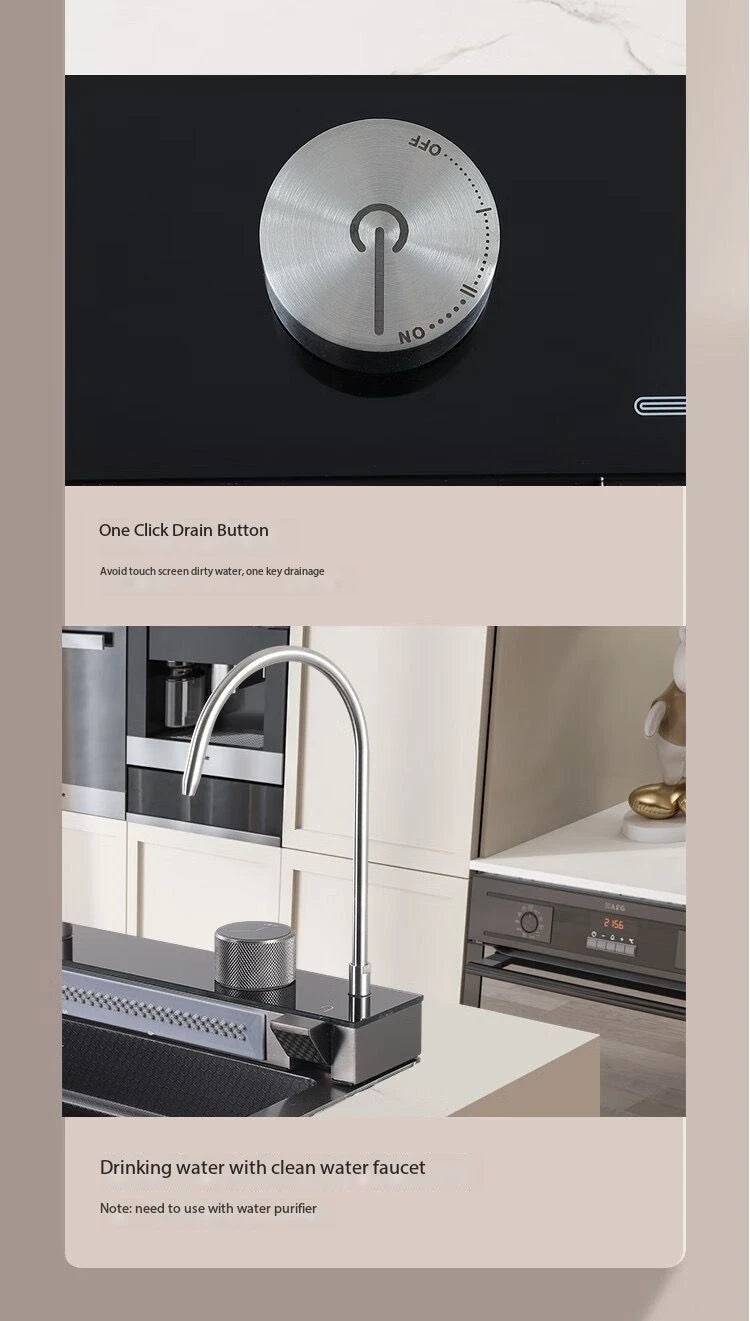 0mm Double Waterfall Sink Embossed Stainless Steel Sink