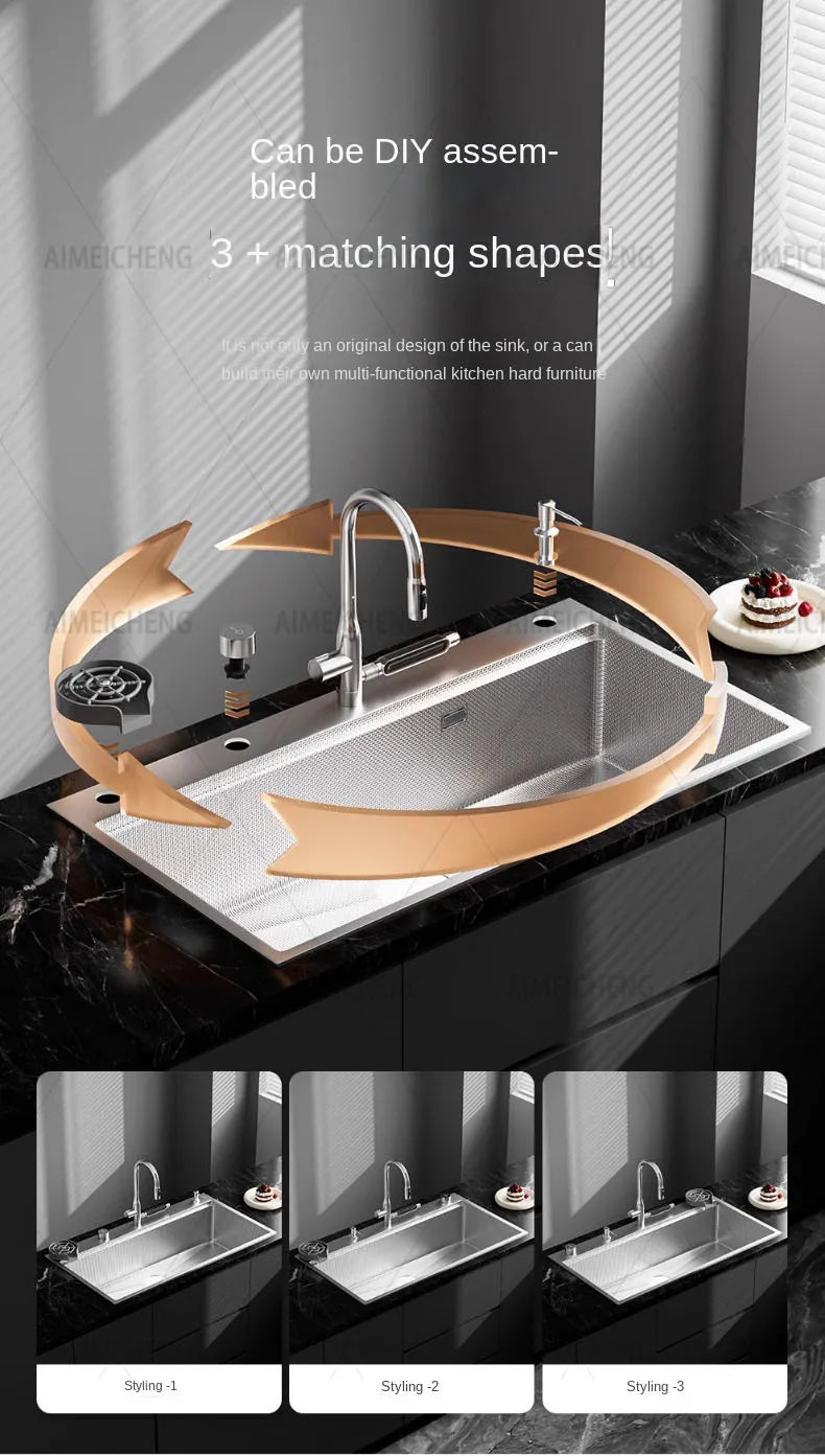 Digital Display Fly Rain Waterfall Large Sink 304