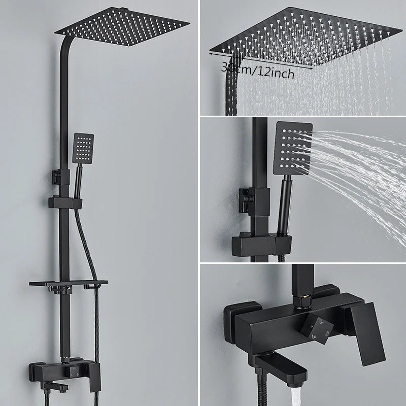 3/4-Way Shower Faucet Rainfall Shower Cold Water Mixer