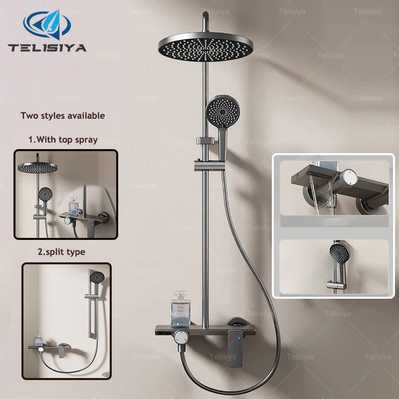 Gray Bathroom Shower Rainfall Shower Faucet Apartment Hotels