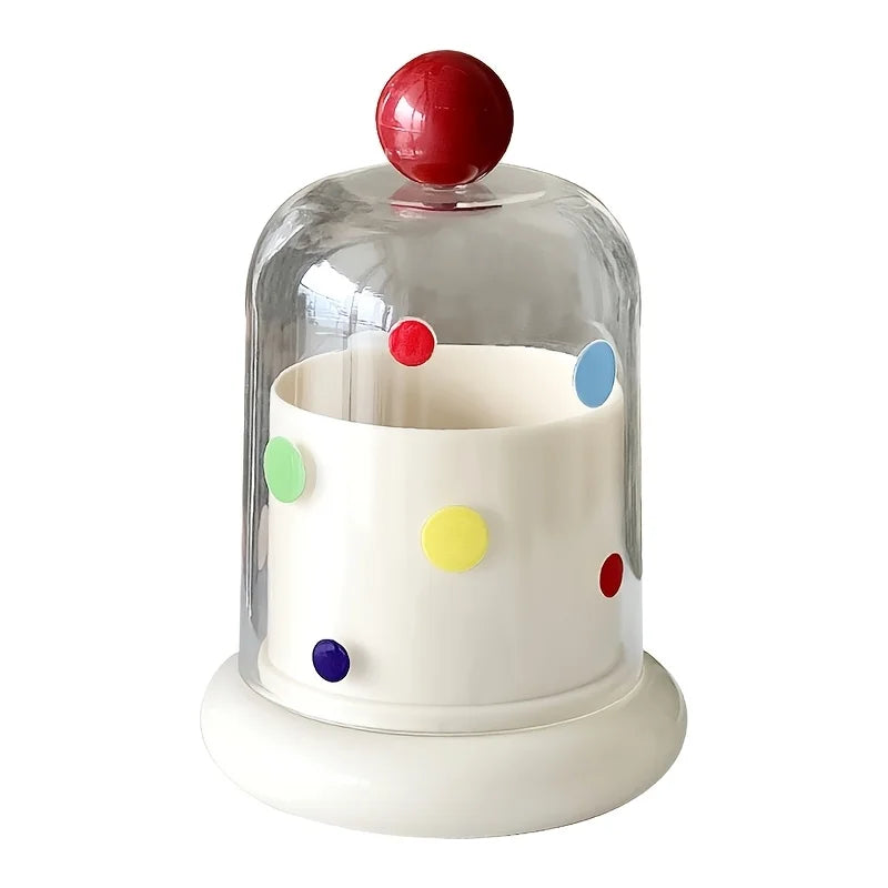 2pcs Dustproof Acrylic Storage Box Polka Dot Decor
