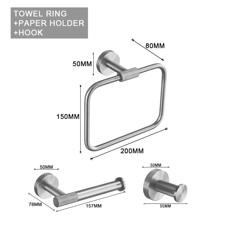 Brushed Nickel Bathroom Wall Mount Bath Shelf Robe