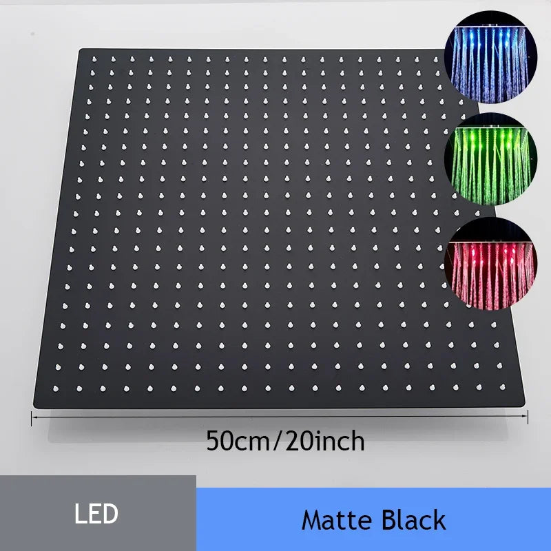 Luxury Brushed Nickel/Chrome/Black Led 16inch Rainfall Shower