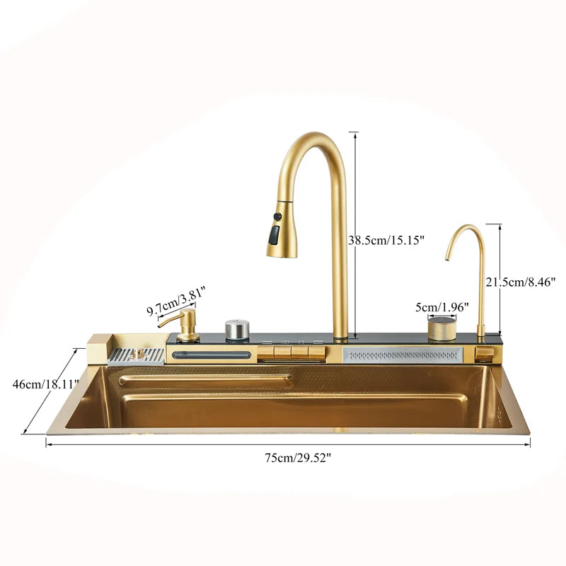 Brushed Gold 304 Stainless Steel Waterfall Style Modern