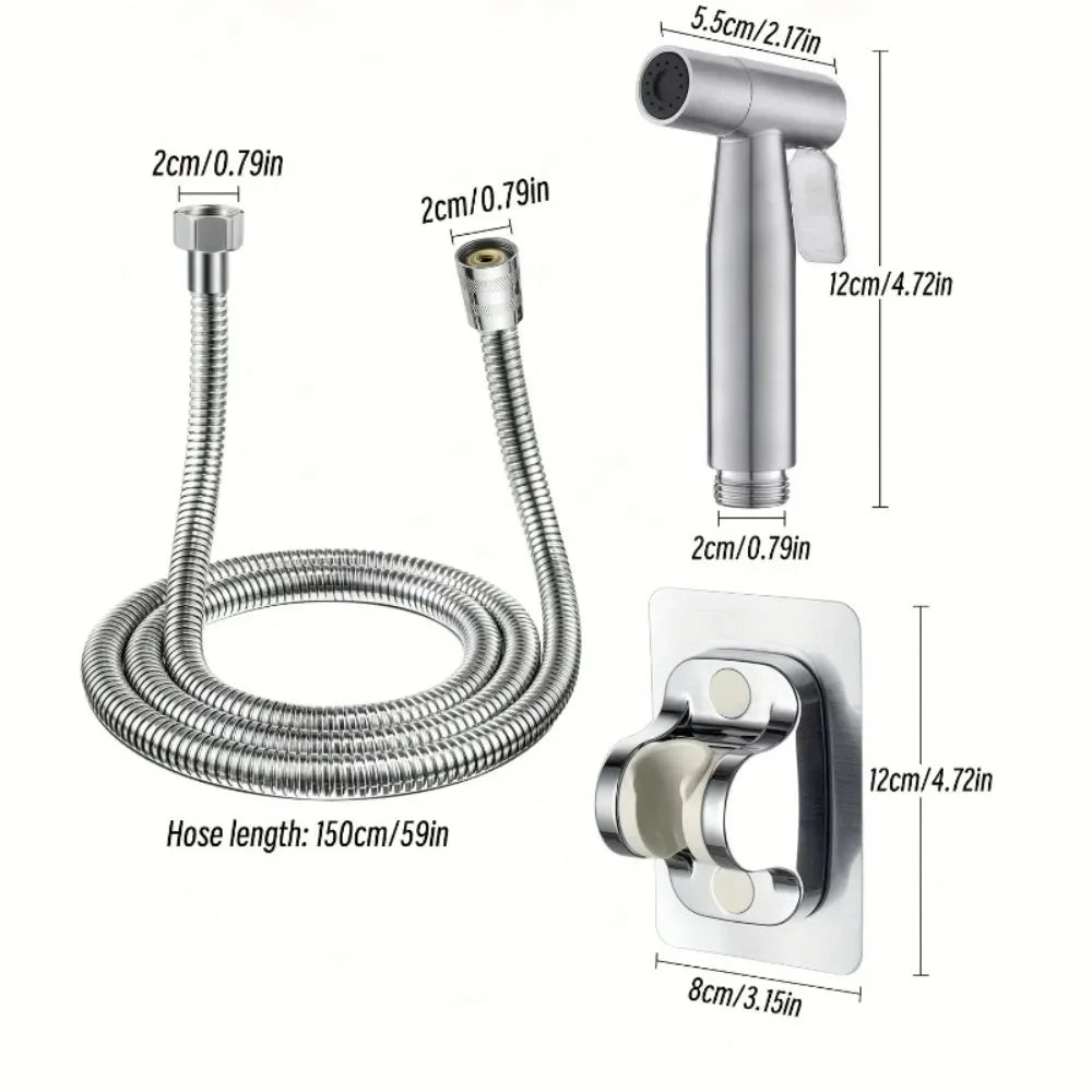 3pcs Stainless Steel Bidet Sprayer High Pressure Handheld