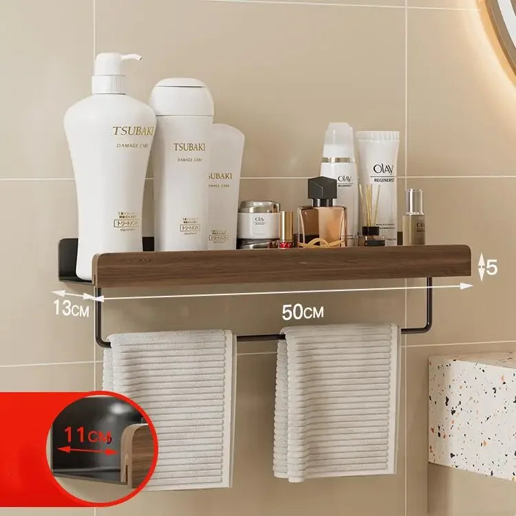 Walnut Wood Black Bathroom Hardware Bathroom Towel Rack