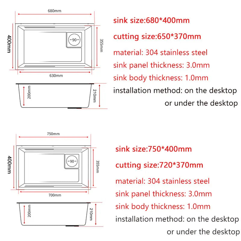 Undermount Or Above Mount Sink Matt Black Nano