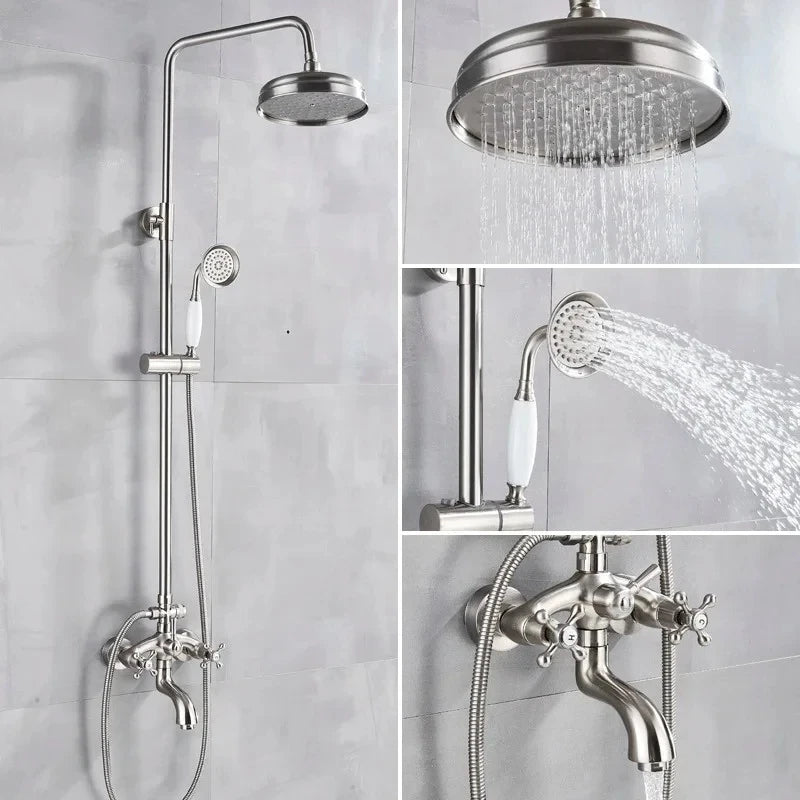 Kemaidi Shower Faucets Nickel Brushed Adjustable Rain Shower