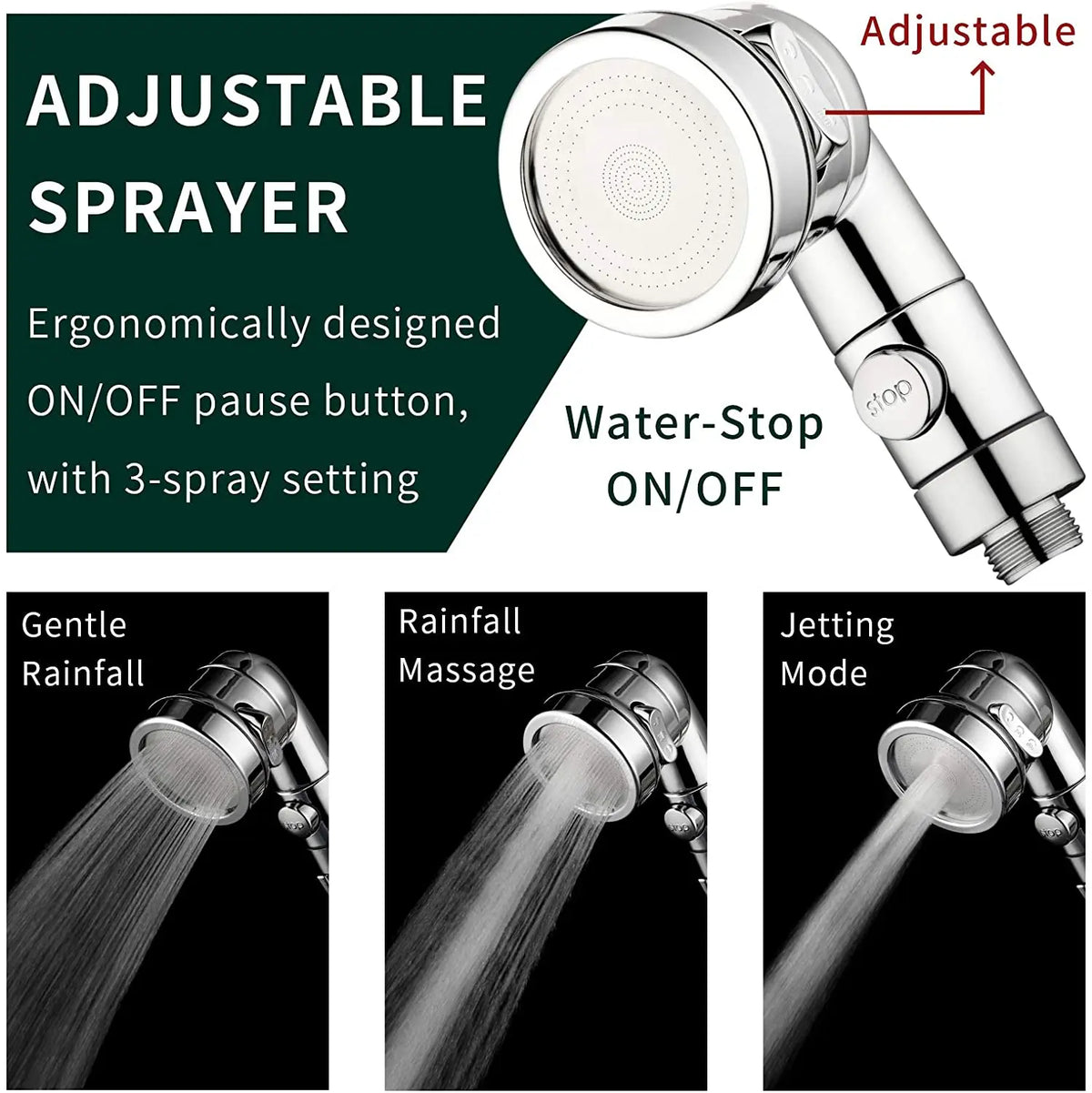 Black Silver Faucet Extender Shower Head Sink Basin