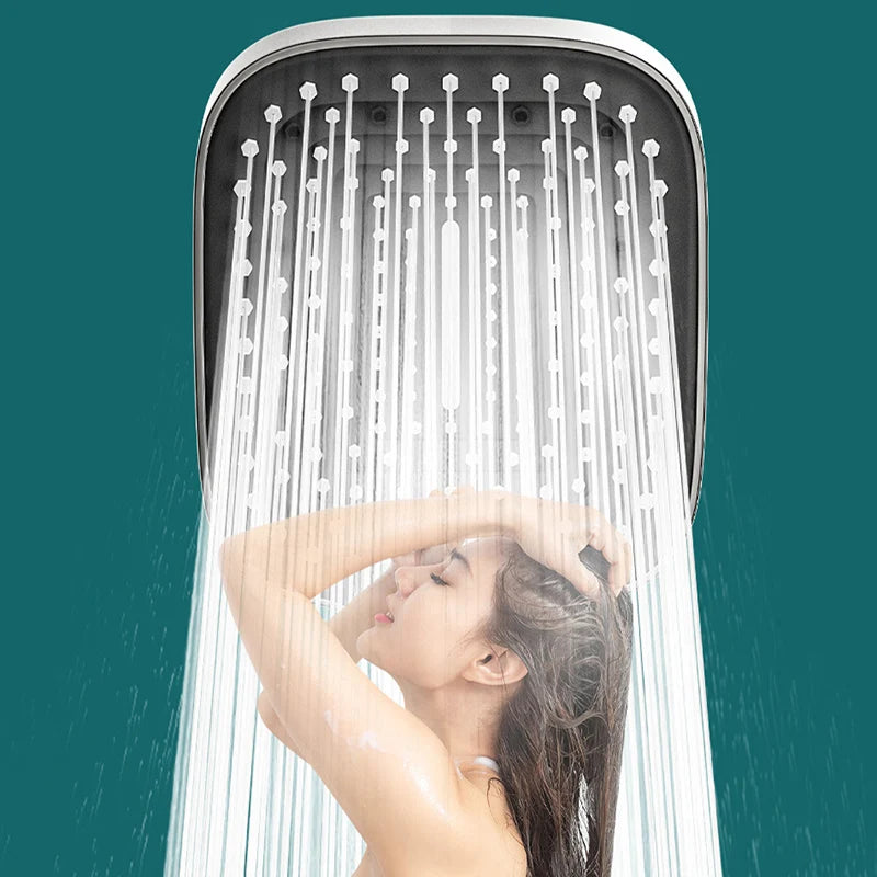 Square 3-Mode Pressurized Shower Head Large Panel Bathroom